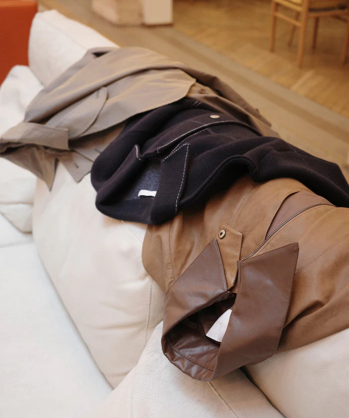 Oversized leatherette blouson / Mixed material switching