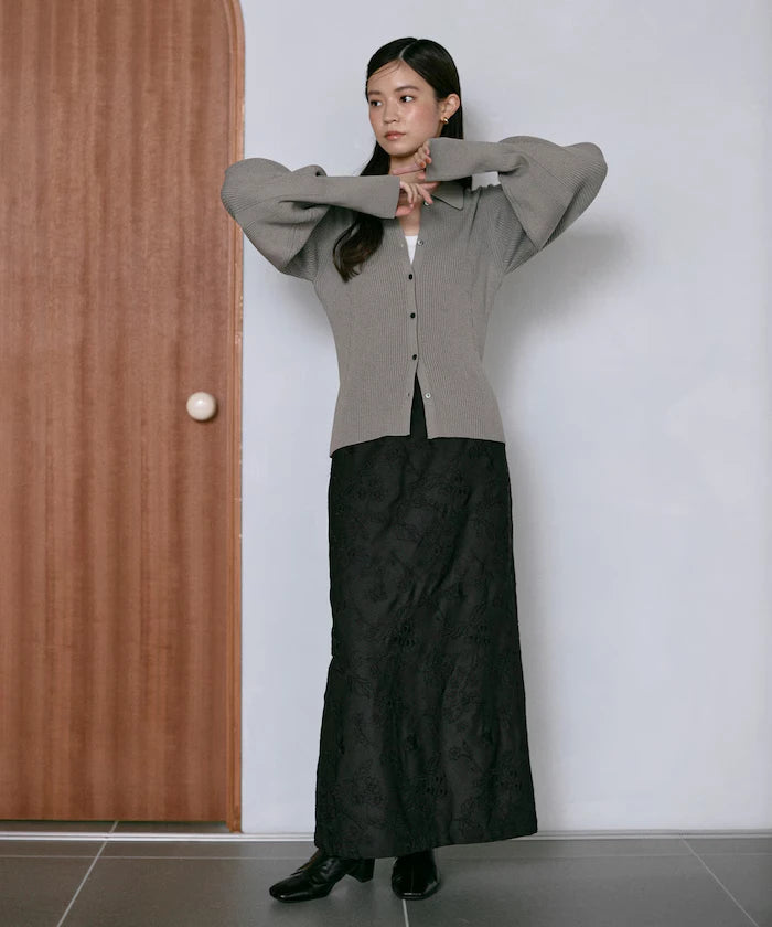 Flower Embroidery I-Line Easy Skirt