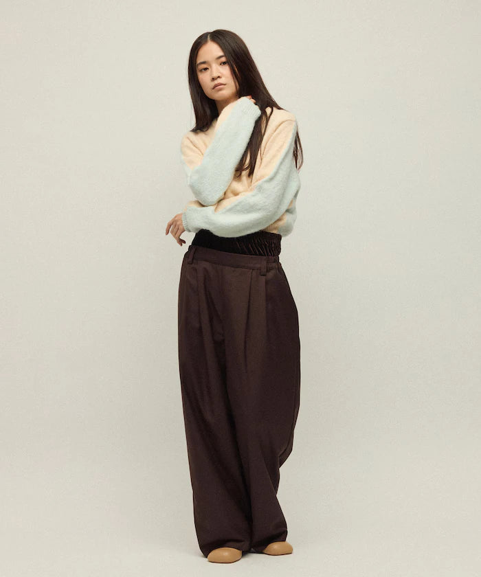 Alpaca Blend Bicolor Knit Pullover