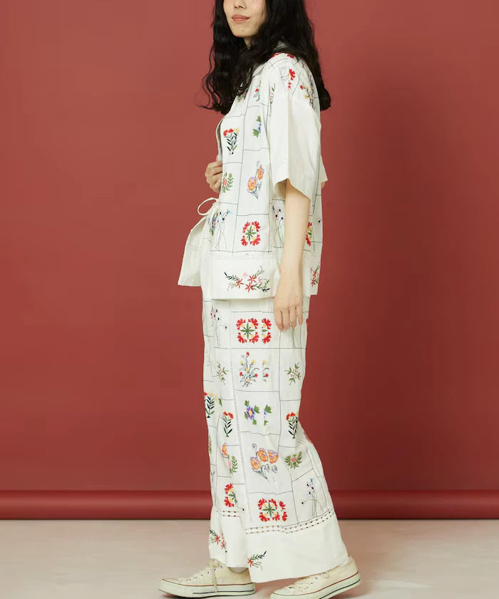 Patchwork Flower Embroidery Shirt