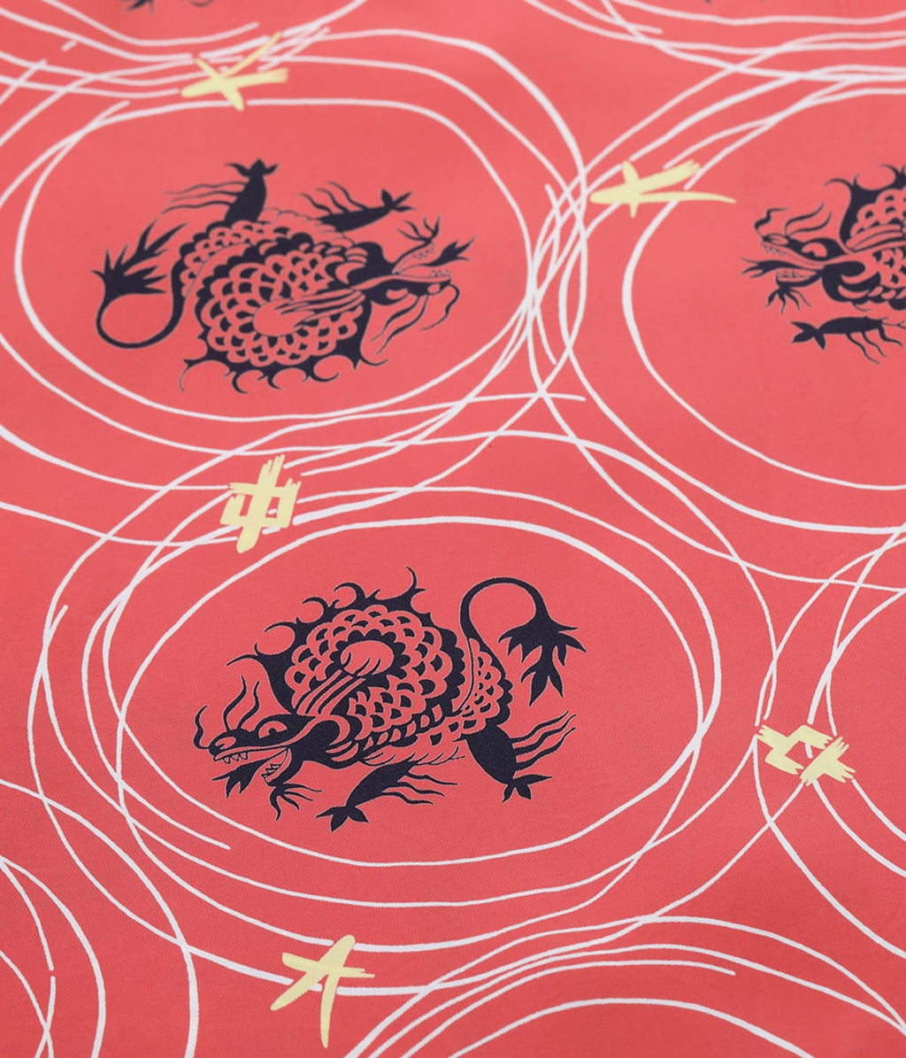 Rayon Hawaiian Shirt "Dragon Grid"