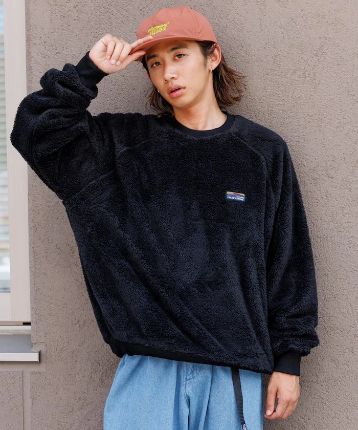 Relaxed Fit Raglan Sleeve Shaggy Fleece Pullover
