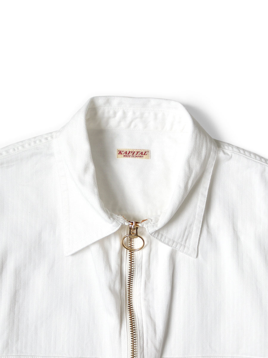 Herringbone Twill Sleeveless Zipper Work Shirt