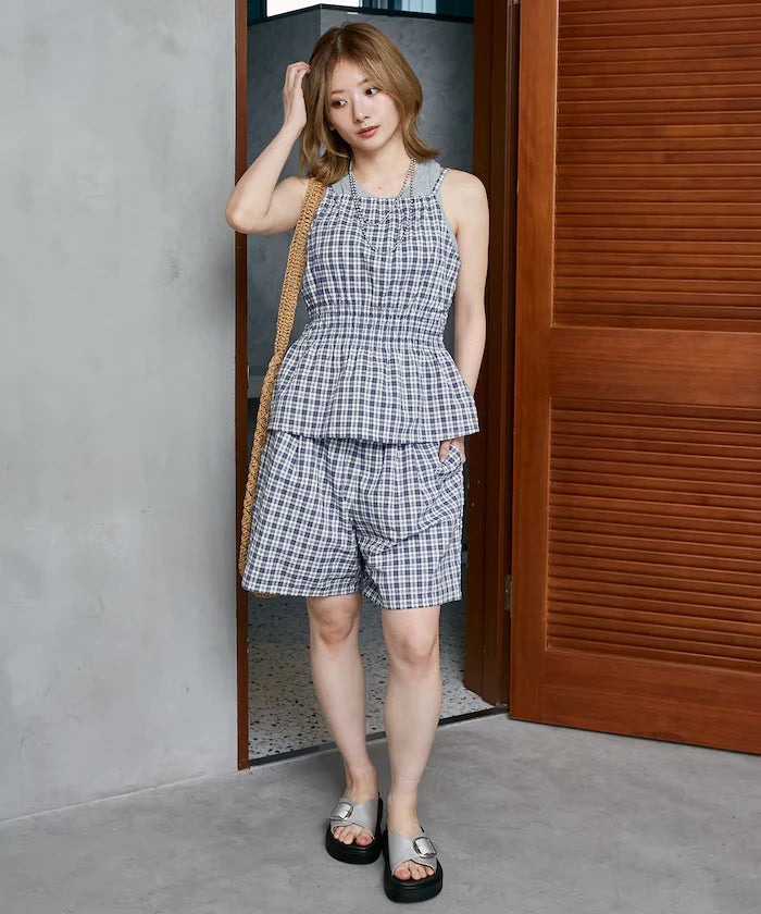 Shearling camisole x short pants set limited edition