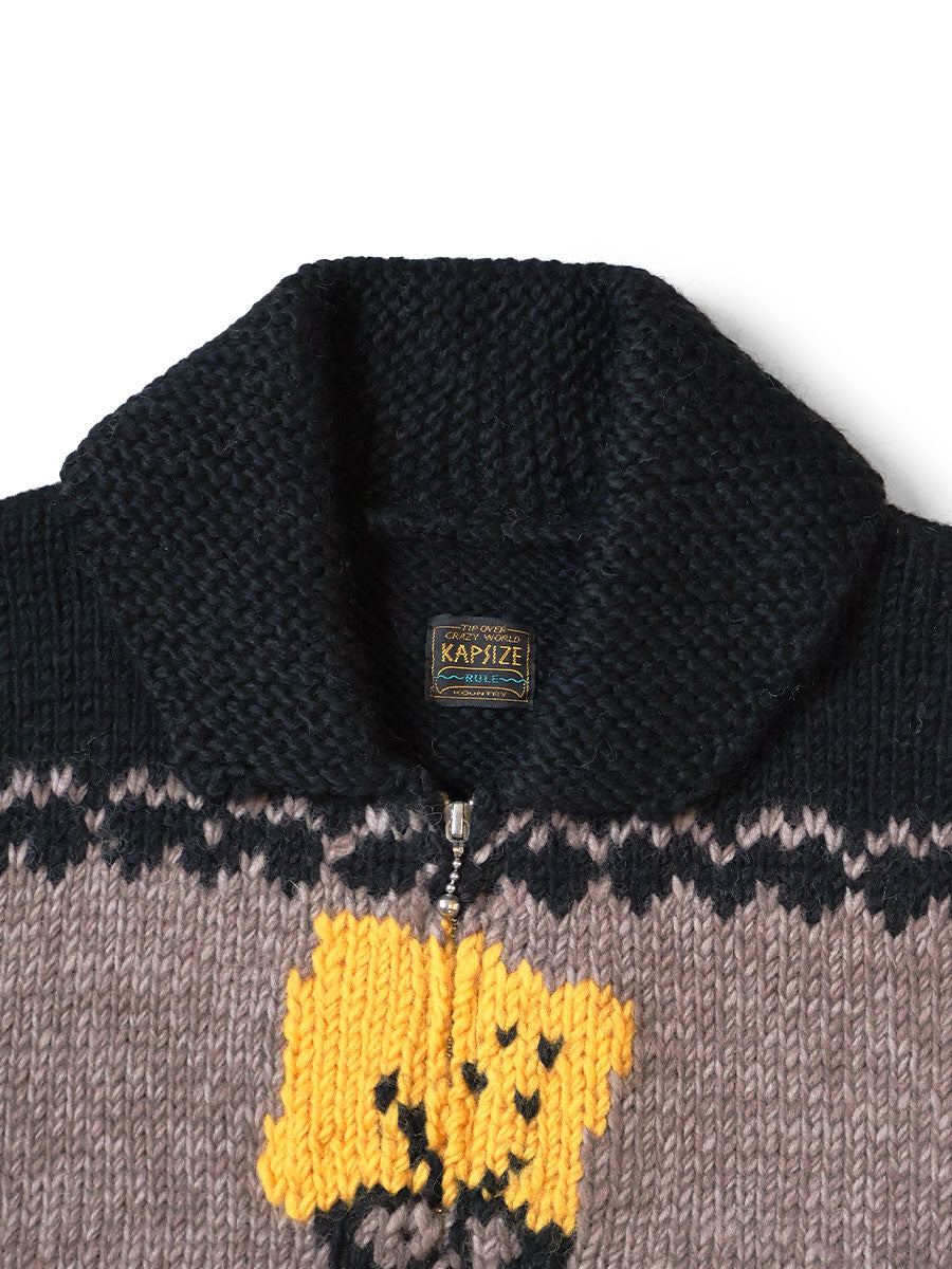 Handknit PECKISH Totem Pole ZIP Vest
