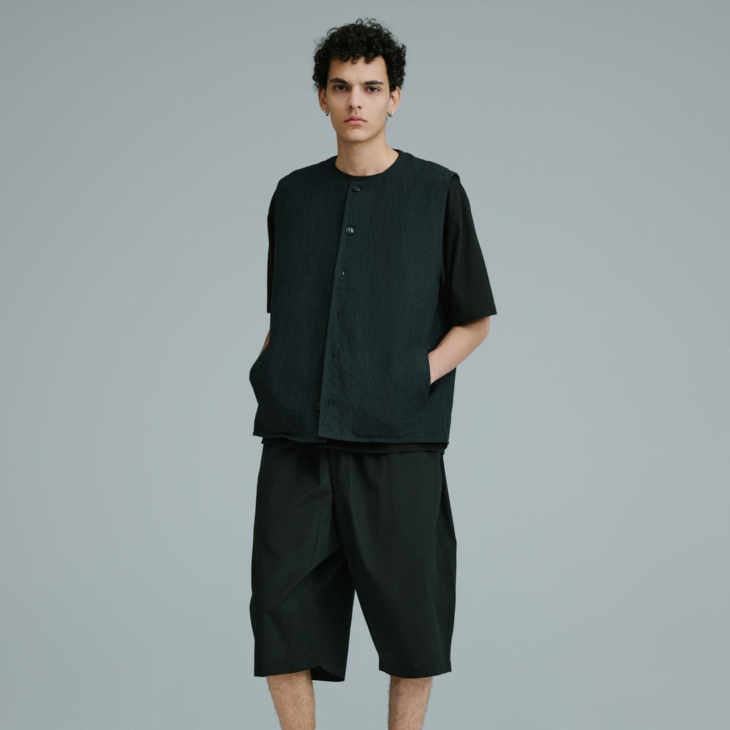 Linen Wool Tropical Crew Neck Vest