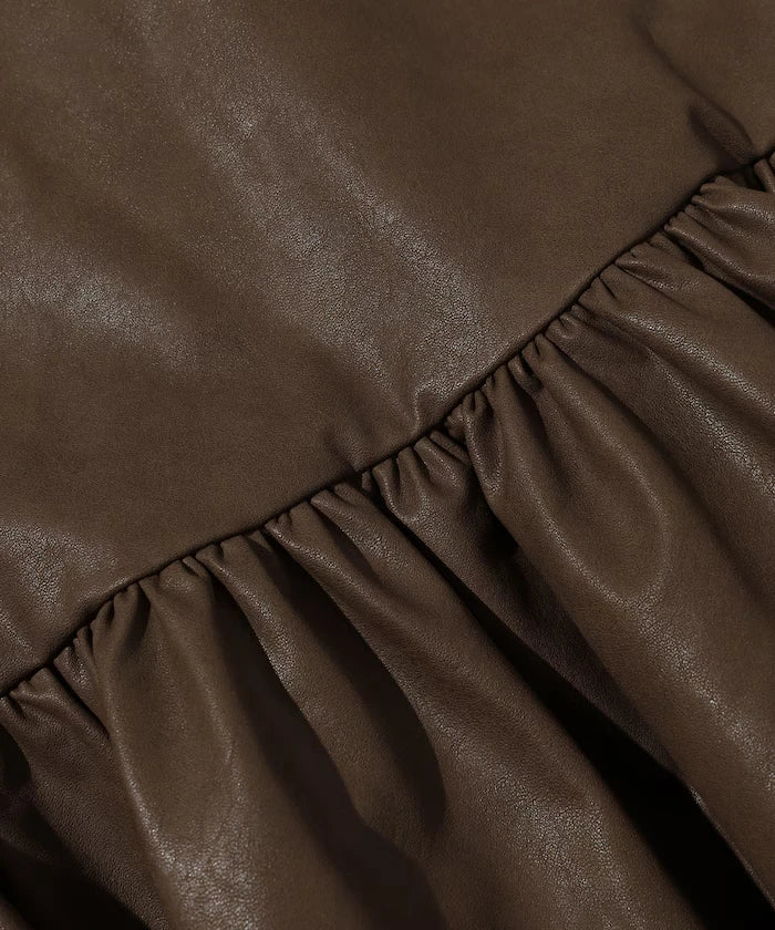 Leather Peplum Gathered Vest