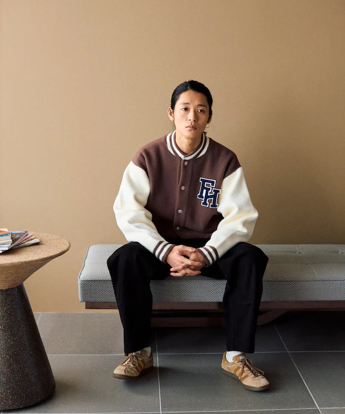 Relaxed Fit Logo Knit Varsity Jacket