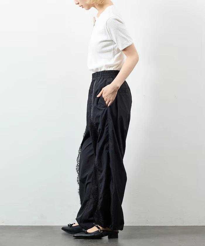 Nylon Lace Easy Wide Pants