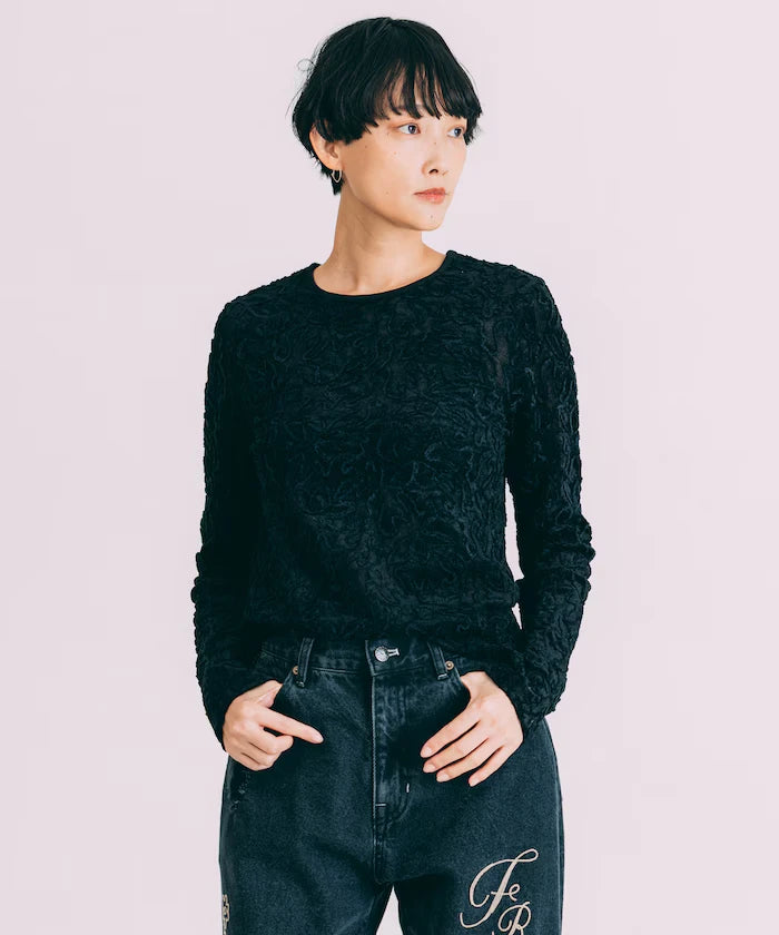 Mesh Velour Top