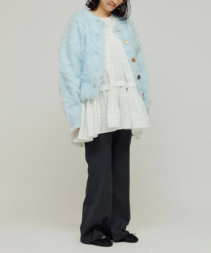 Variation Button Shaggy Knit Cardigan