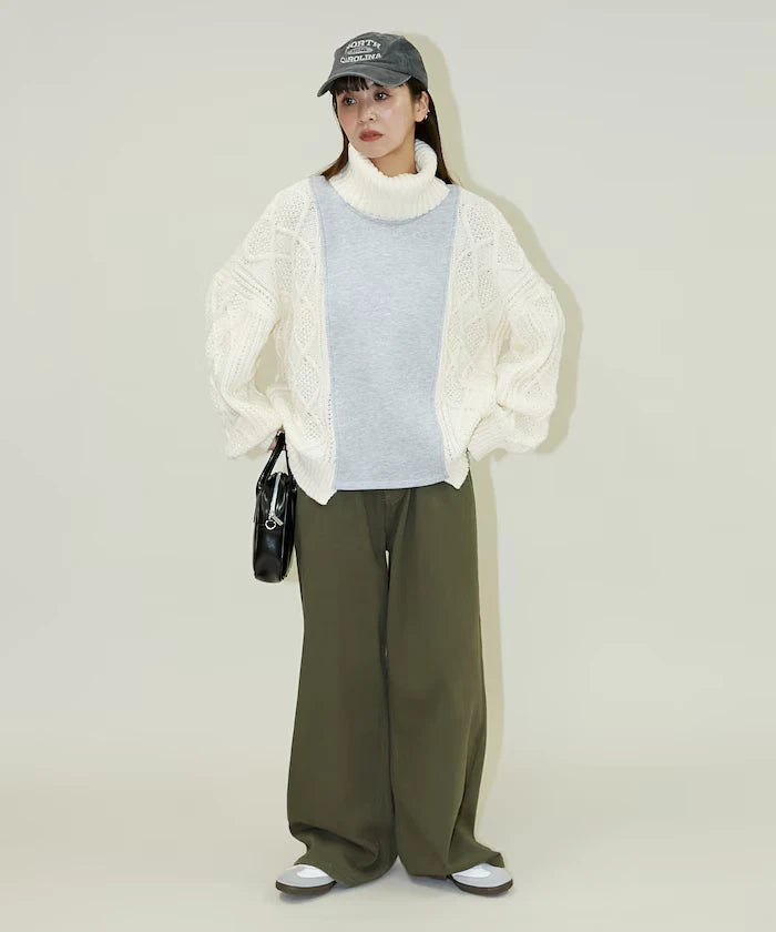 Mixed Material Switch Turtle Neck Knit Limited Edition