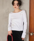 Many Button Cotton Modal Long Sleeve T-Shirt