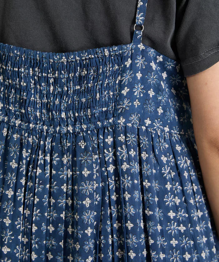 India Woodblock Flower Print Cami Dress
