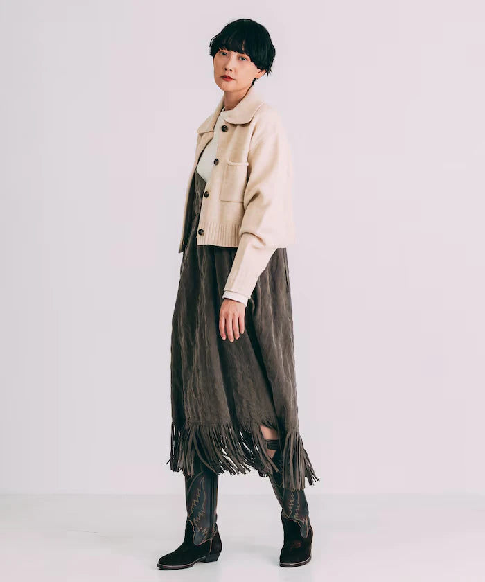 Fade-Processed Fringe Mini Dress