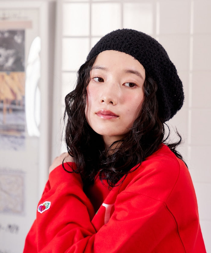 Lace Knit Beret Hat