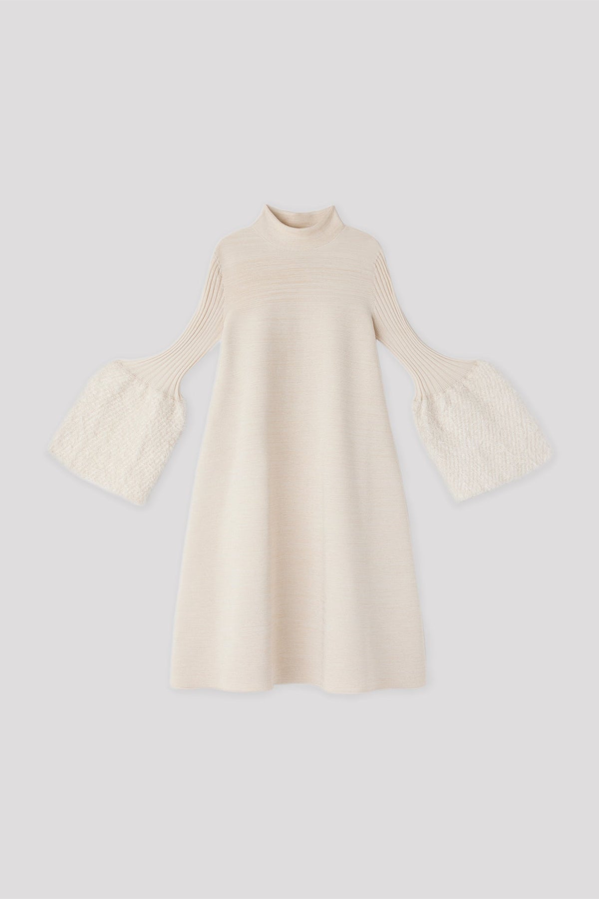 POTTERY PILE GLITTER LONG BELL SLEEVE FLARE MINI DRESS