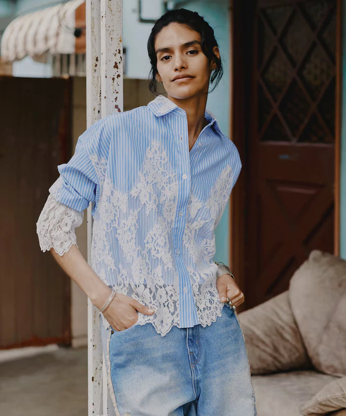 Lace Docking Stripe Shirt