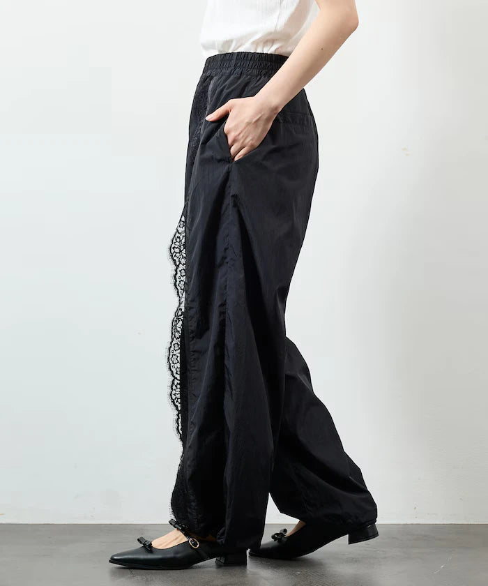 Nylon Lace Easy Wide Pants