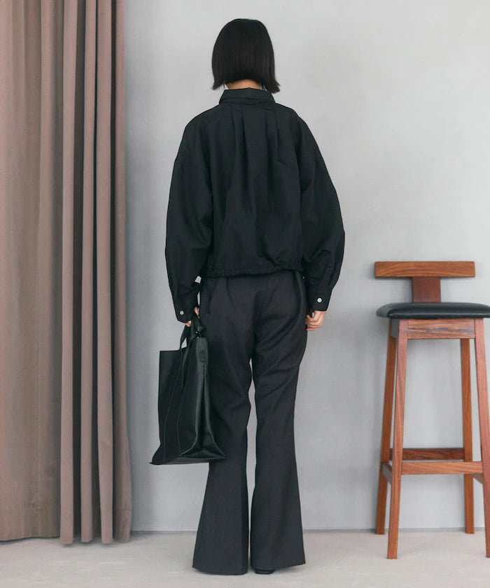 Hem Code Switch Short Length Long Sleeve Shirt