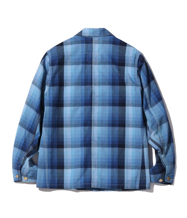 10oz. INDIGO GRADATION CHECK WORK COAT