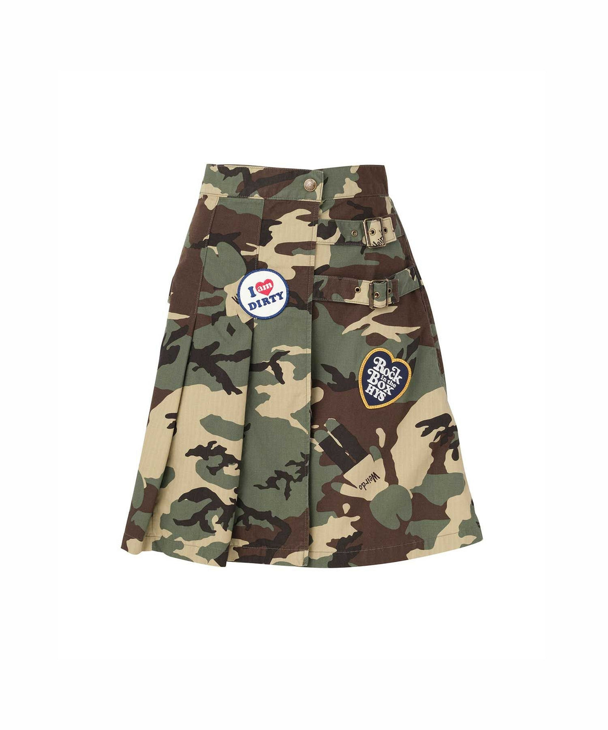 Military Pleated Wrap Skirt