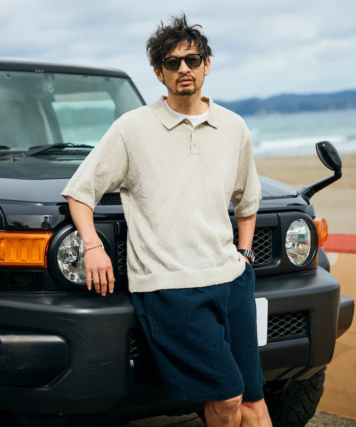 Dry Touch Boucle Yarn Knit Polo Shirt