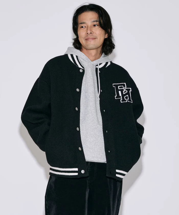 Relaxed Fit Logo Knit Varsity Jacket