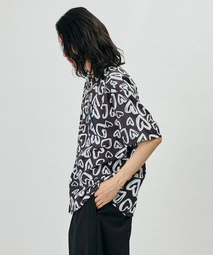 Open Collar Pattern Short Sleeve Shirt