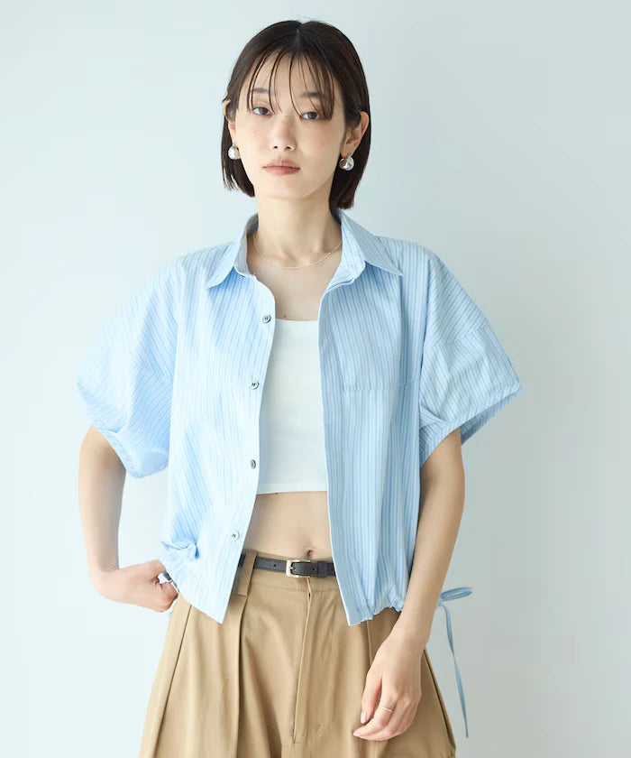 Switch Short Sleeve Hem Code Blouse
