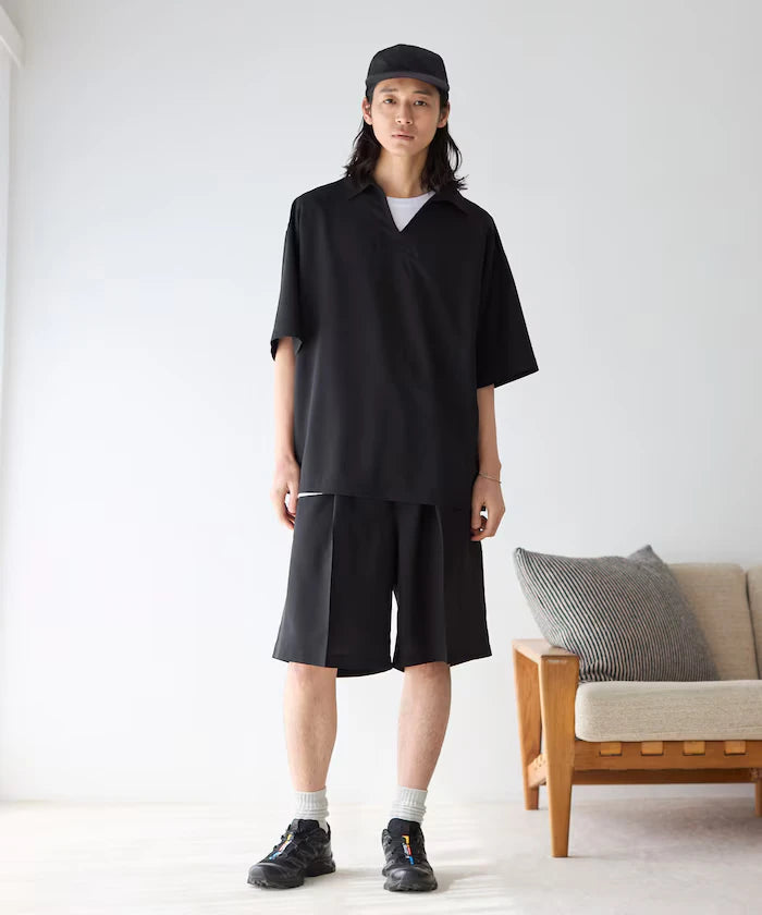 Functional Fabric Pullover Short Sleeve Shirt Set 3-piece Set / Washable / UV Cut / Quick Dry / Cool Touch