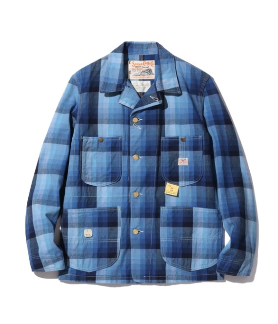10oz. INDIGO GRADATION CHECK WORK COAT