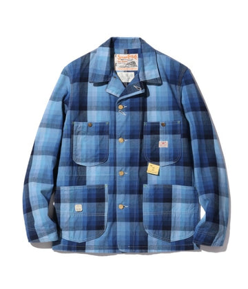 10oz. INDIGO GRADATION CHECK WORK COAT