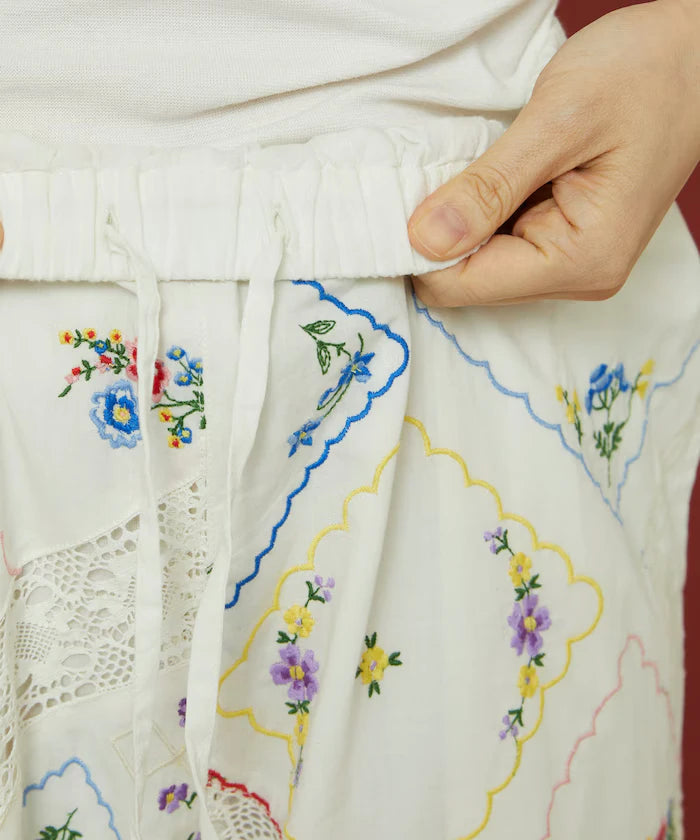 Flower Handkerchief Embroidered Pants