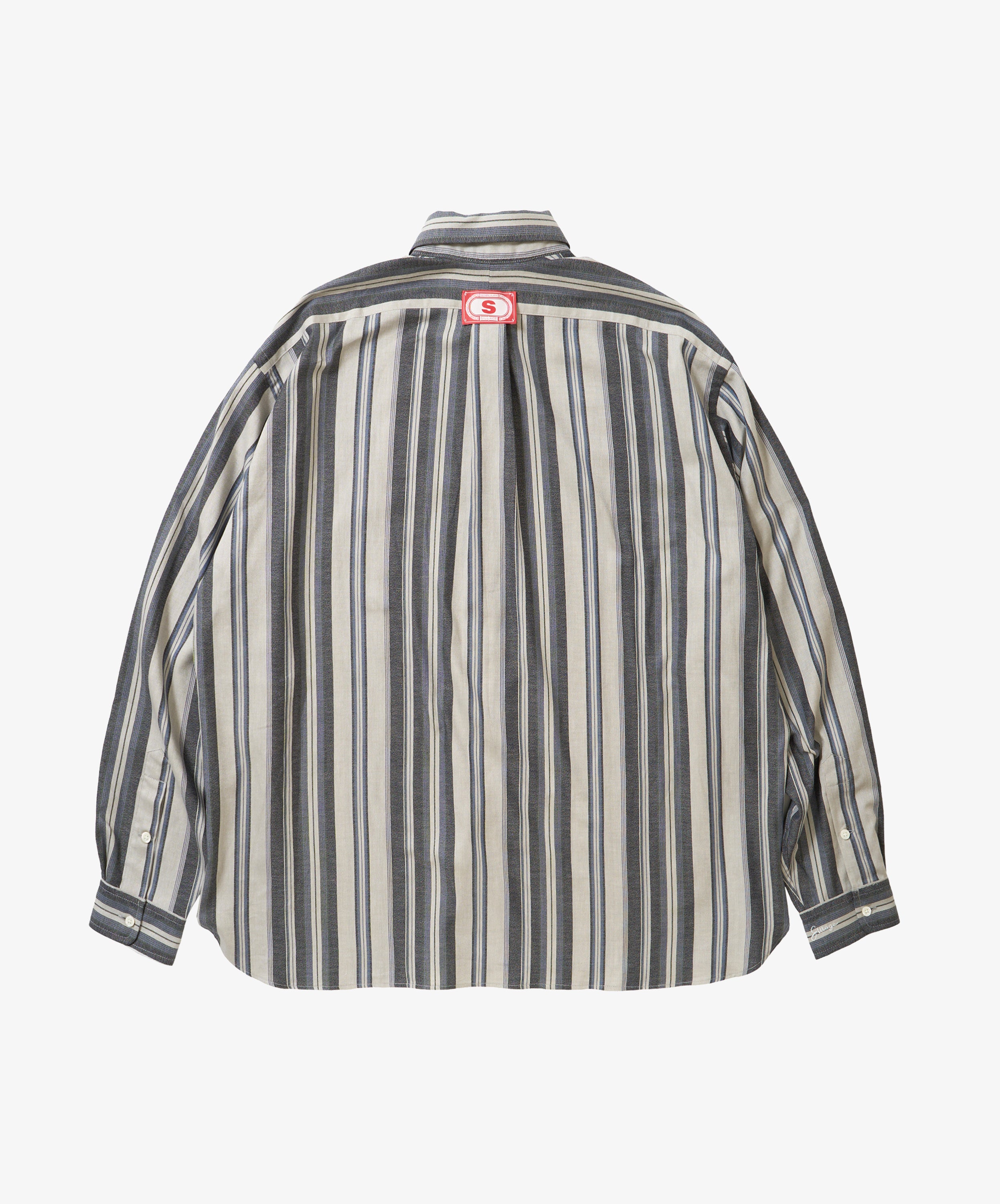 banshu ori wide shirt navy stripe
