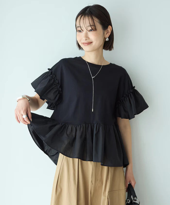 Organic Cotton Frill Sleeve T-shirt