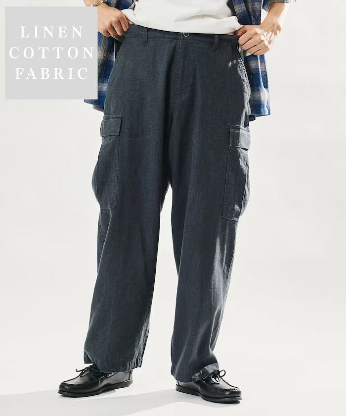 LINEN COTTON EASY CARGO PANTS 【Compatible with Set-Up】