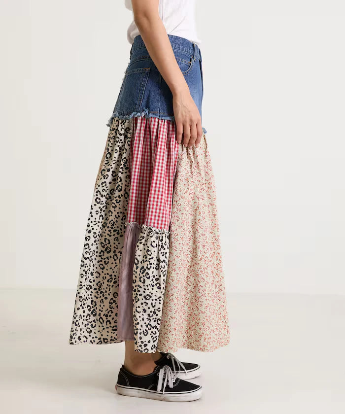 Flower & Check Docking Skirt