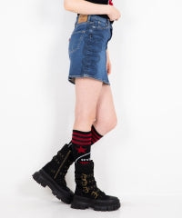 Snake Loop Tight Denim Skirt