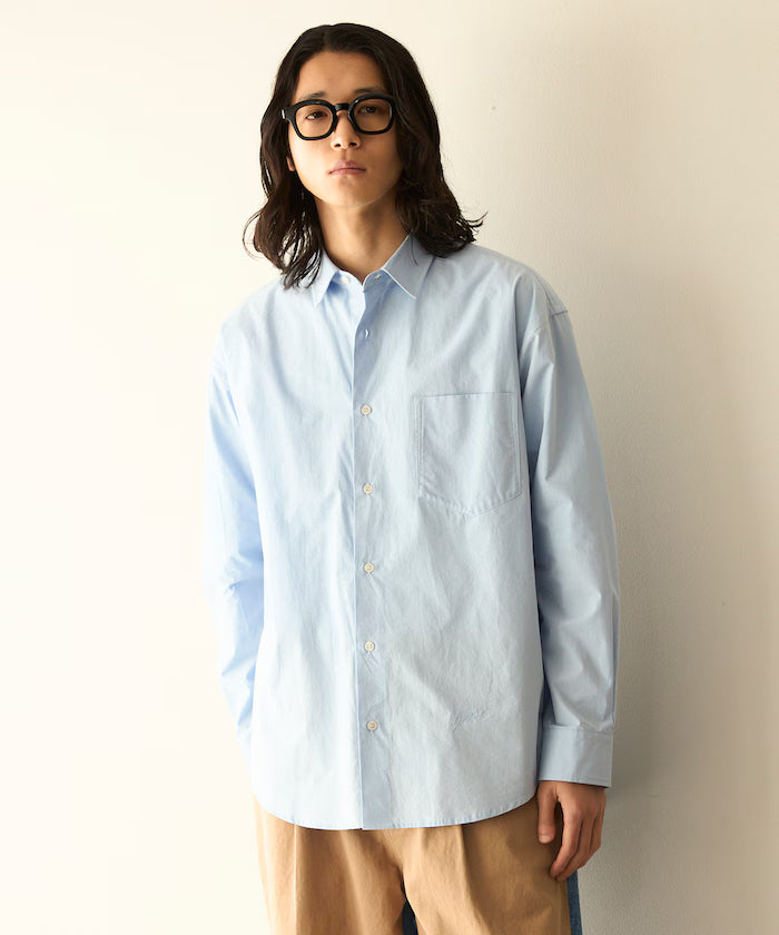 Nuance Color Oversized Regular Collar Long Sleeve Shirt