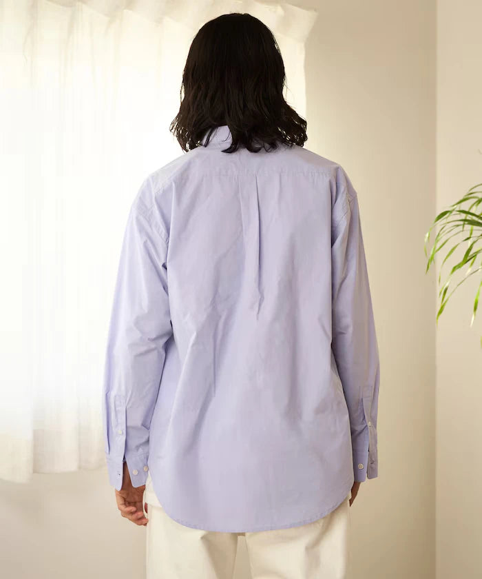 Nuance Color Oversized Regular Collar Long Sleeve Shirt