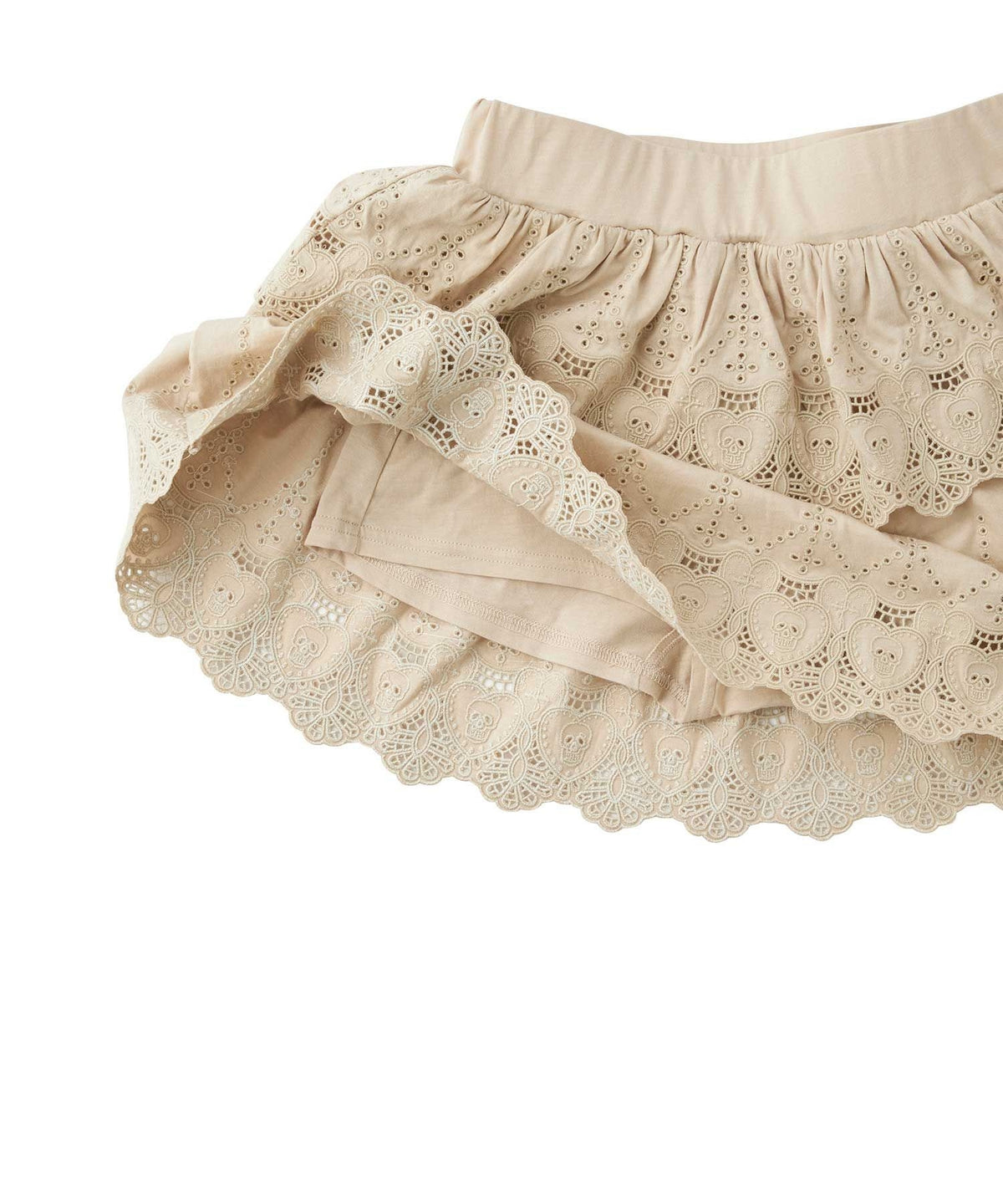 SKULL LACE Scalloped Embroidery Skirt