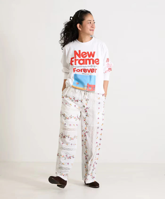 Dobby Floral Embroidery x Lace Pants