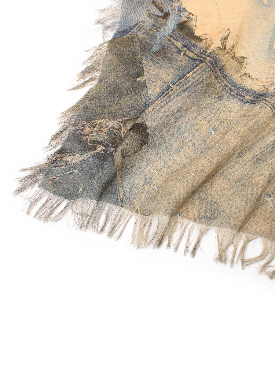 Rayon Fringe Stole (KAYO HUESO Denim Map)