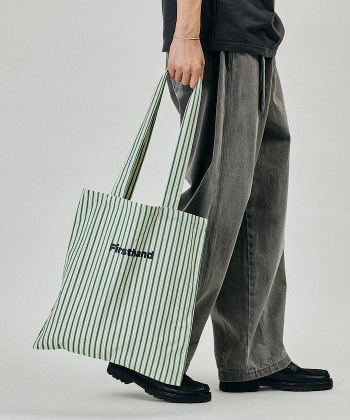 Stripe Print Canvas Tote Bag