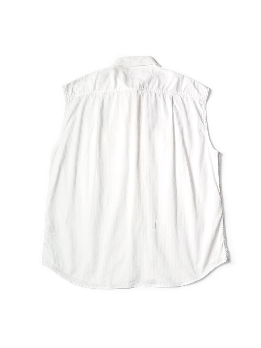Herringbone Twill Sleeveless Zipper Work Shirt