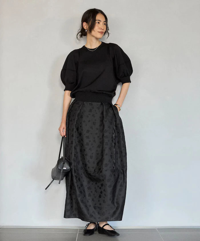 Japan Made Whole Garment Puff Sleeve Top