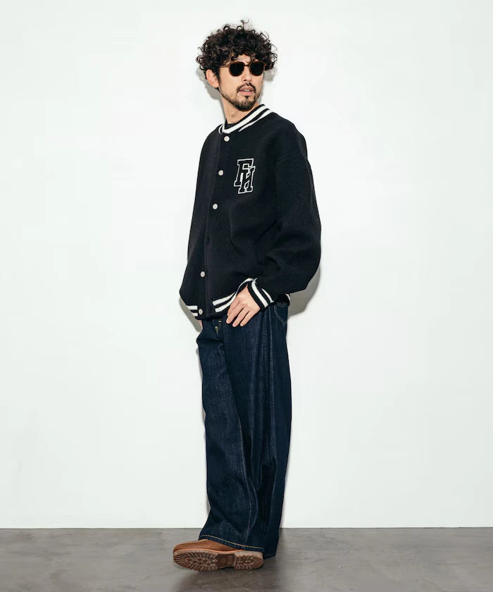 Relaxed Fit Logo Knit Varsity Jacket