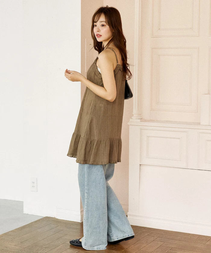 India Cotton Ruffle Tiered Camisole Mini Dress Limited Edition