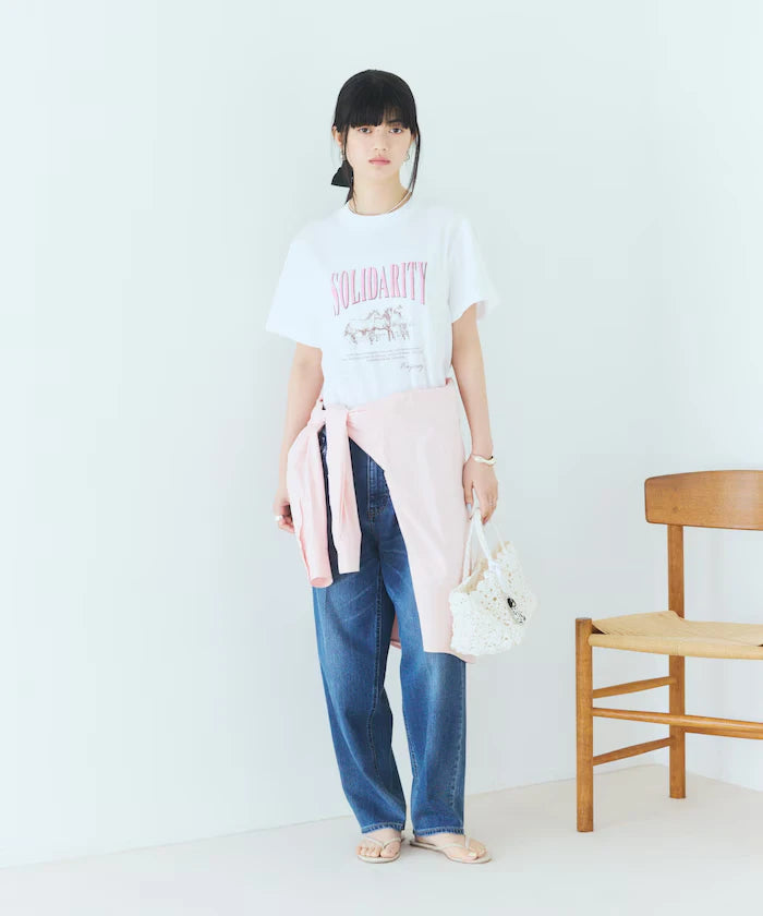 Comfortable Logo Horse Print Crew Neck T-Shirt